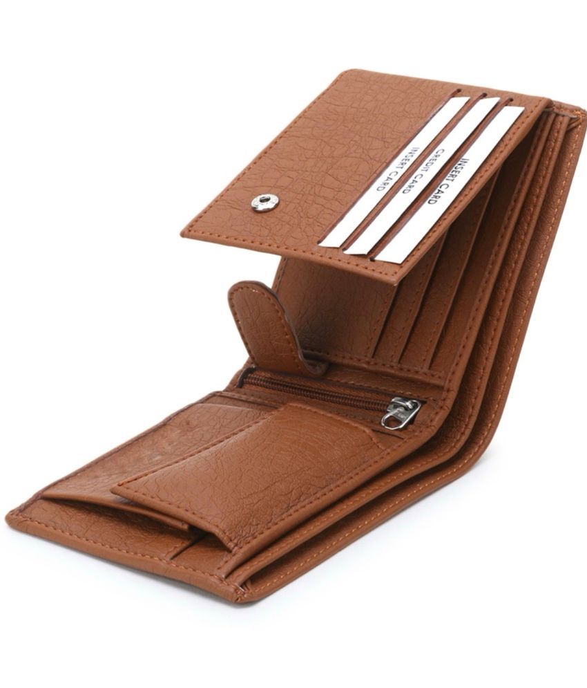     			HABIBI PU Solid Men's Two Fold Wallet With 4 Slots,10 Slots For Card ( Tan , Pack of 1 )