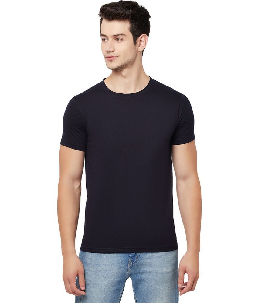     			Odoky Cotton Blend Slim Fit Solid Half Sleeves Men's Round T-Shirt - Navy Blue ( Pack of 1 )