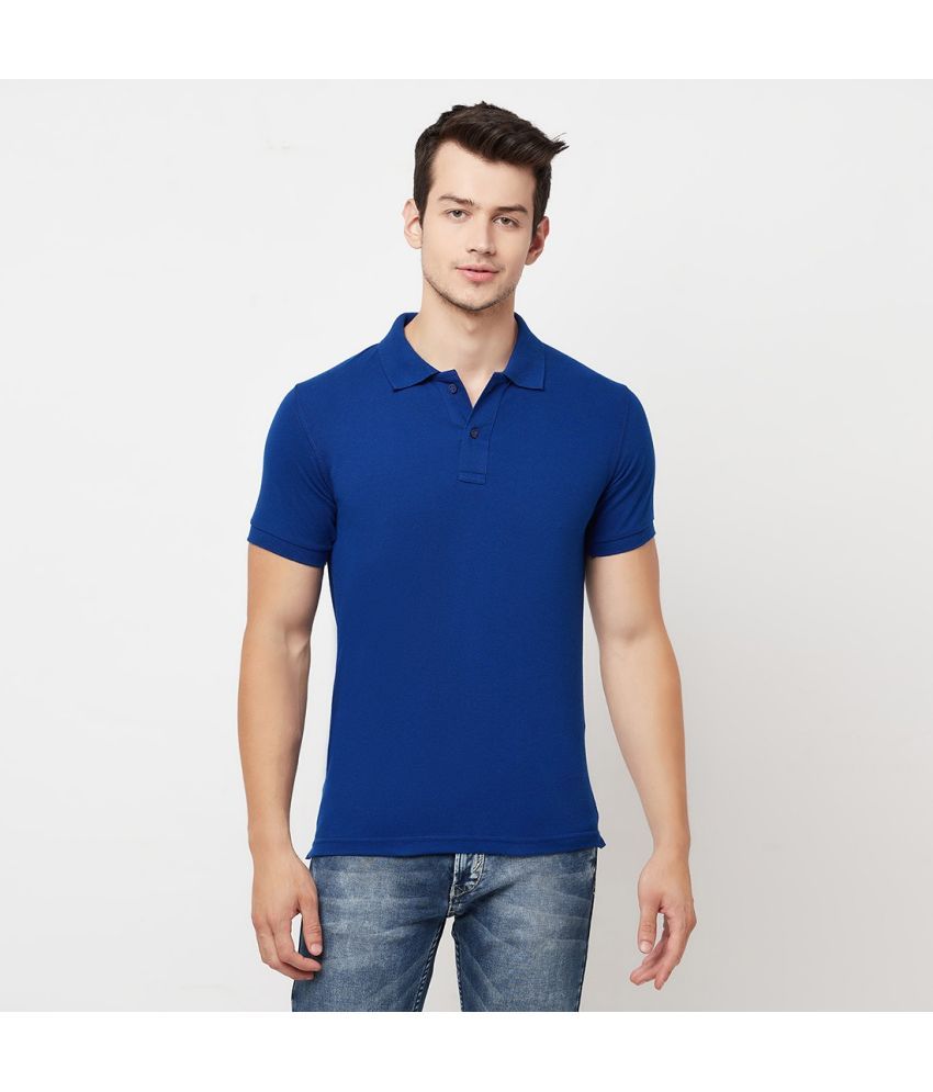     			Odoky Pack of 1 Cotton Blend Slim Fit Solid Half Sleeves Men's Polo T Shirt ( Blue )