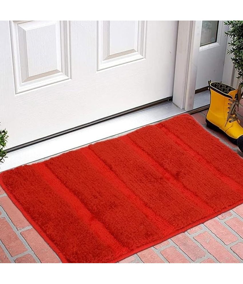     			RADECOR Red Cotton Rectangular Floor Mat ( Pack of 1 )