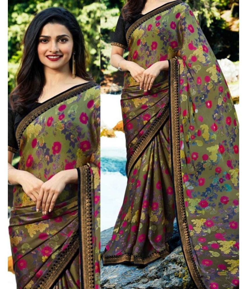     			SARIK  FASHION Georgette Printed Saree With Blouse Piece ( Green , Pack of 1 )