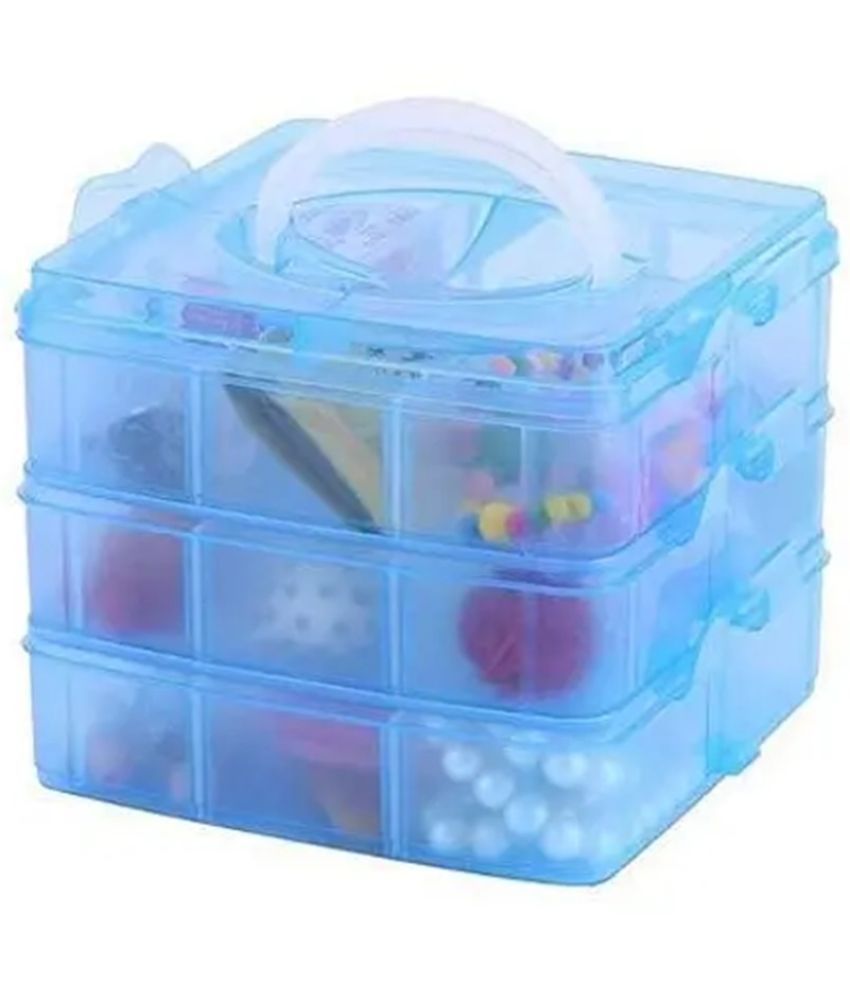     			Stysol 18 Grid Jewellery Box Set 3 Layer Small Item Organizer