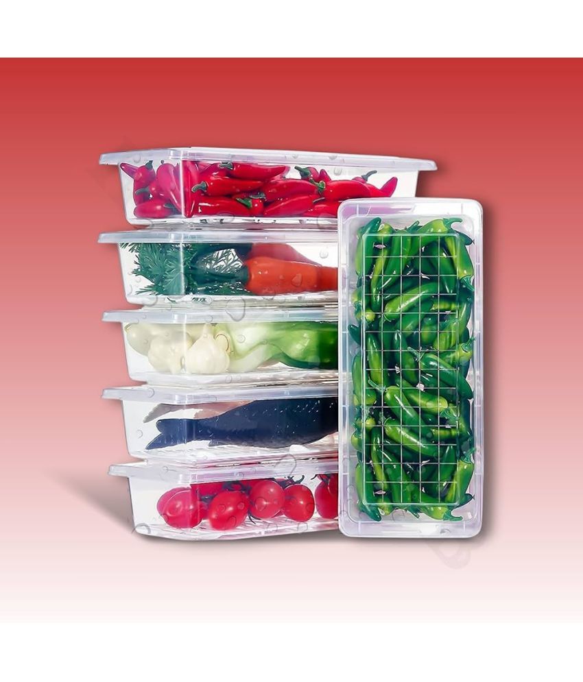     			Stysol Fridge Container Plastic White Food Container ( Set of 6 )