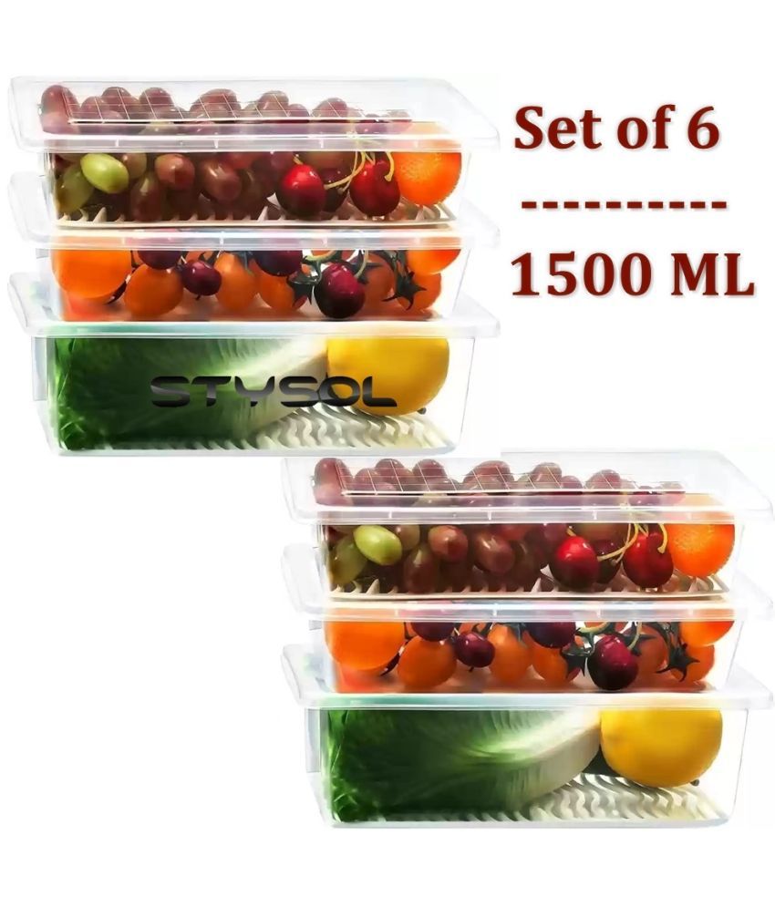     			Stysol Fridge Container Plastic White Food Container ( Set of 6 )