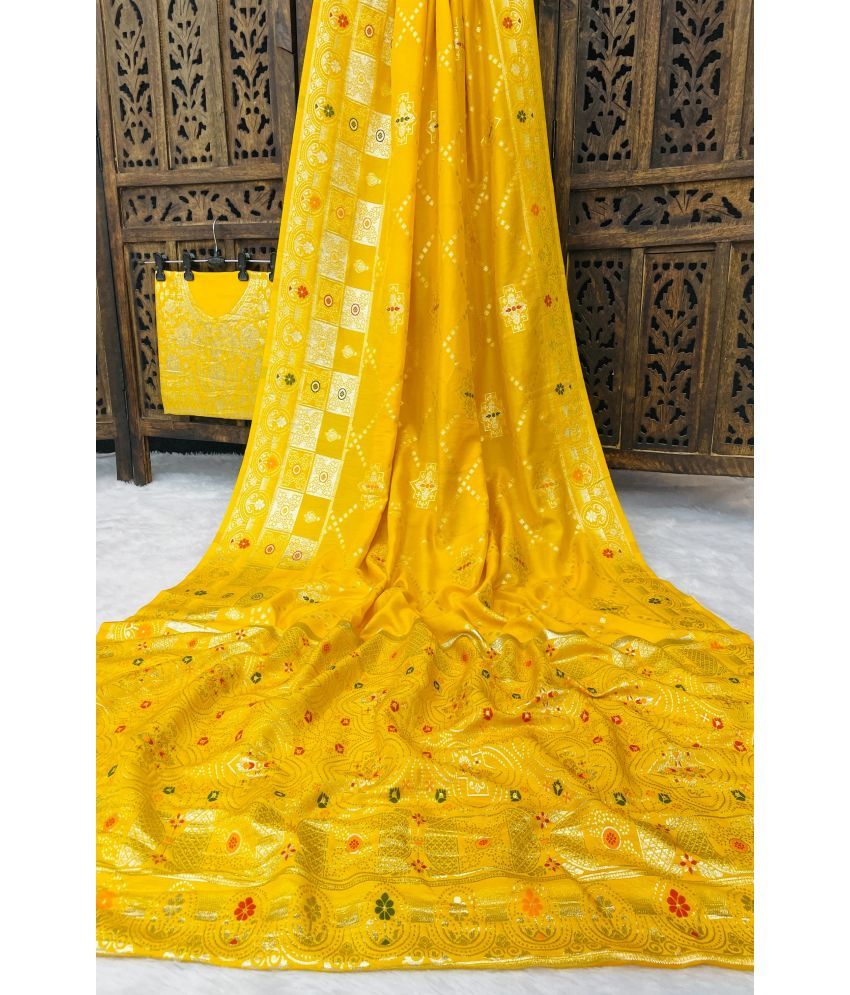     			fab woven Kanjivaram Silk Woven Saree With Blouse Piece ( Yellow , Pack of 1 )