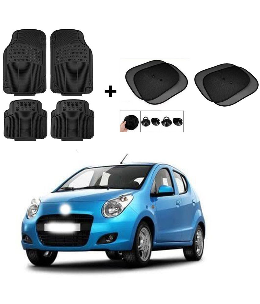     			ARLOOK Car Rubber Foot Mat (Set Of 4) + Sunshades (Set Of 4) For Maruti Suzuki A-Star (All Models)