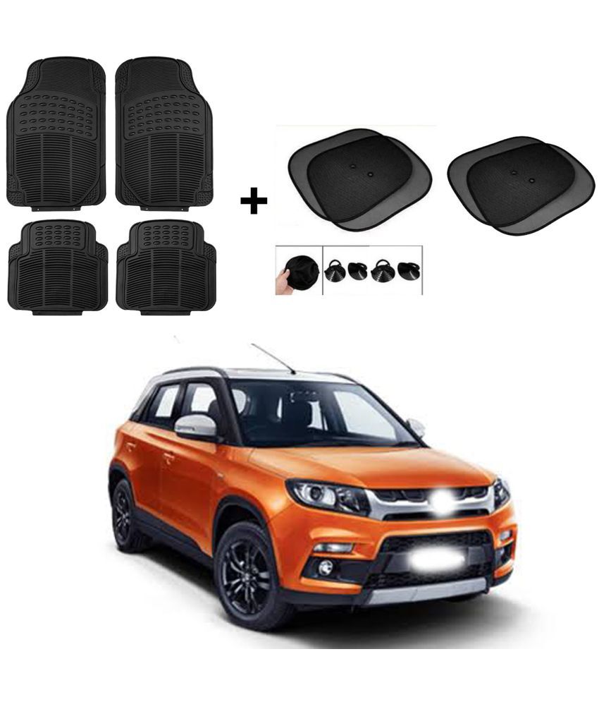     			ARLOOK Car Rubber Foot Mat (Set Of 4) + Sunshades (Set Of 4) For Maruti Suzuki Brezza(All Models)