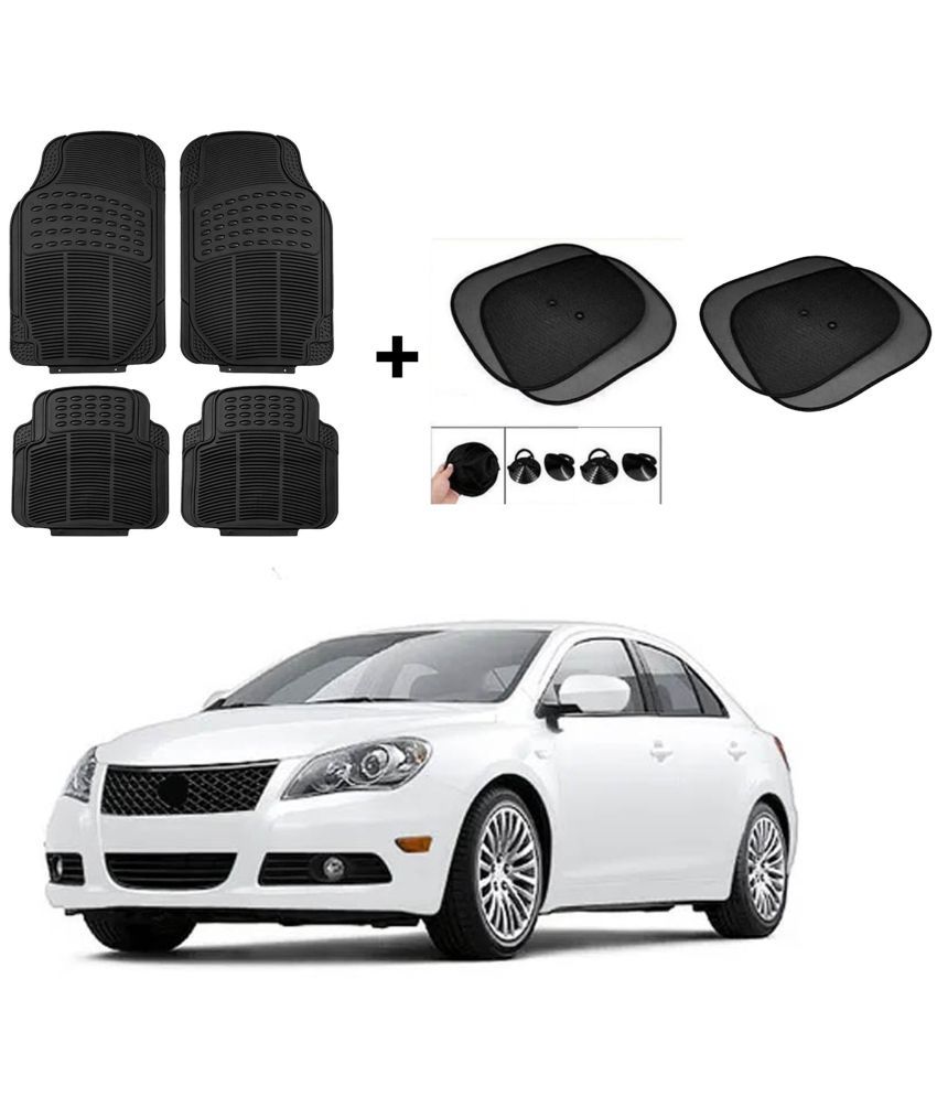     			ARLOOK Car Rubber Foot Mat (Set Of 4) + Sunshades (Set Of 4) For Maruti Suzuki Kizashi (All Models)