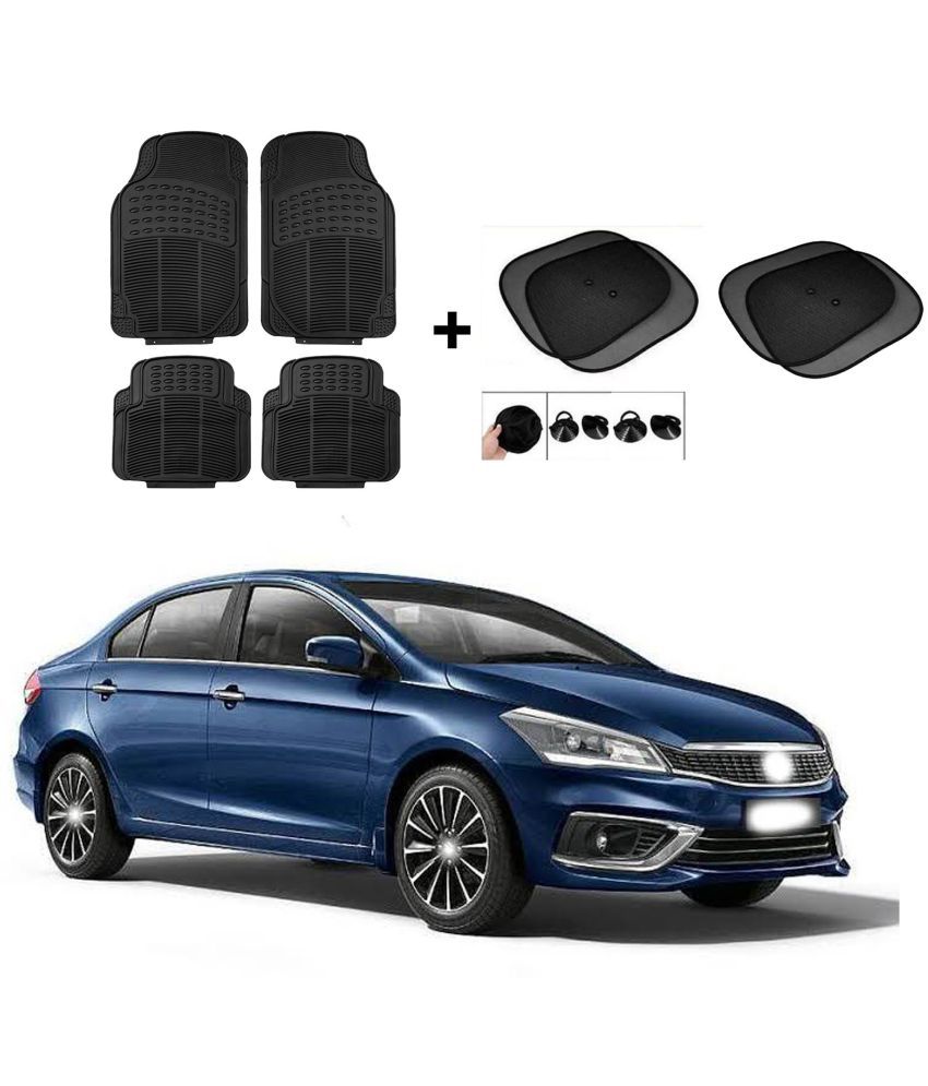     			ARLOOK Car Rubber Foot Mat (Set Of 4) + Sunshades (Set Of 4) For Maruti Suzuki Ciaz (All Models)