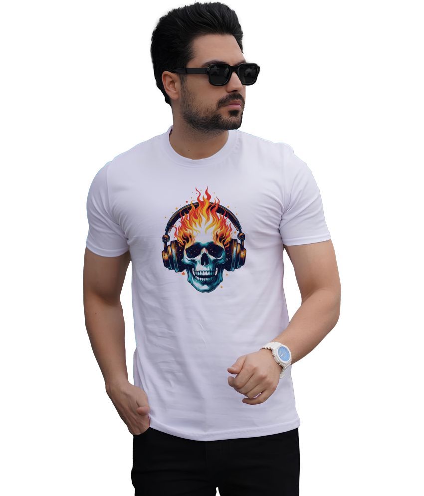     			BINAYAK Cotton Regular Fit Printed Half Sleeves Men's Round T-Shirt - White ( Pack of 1 )