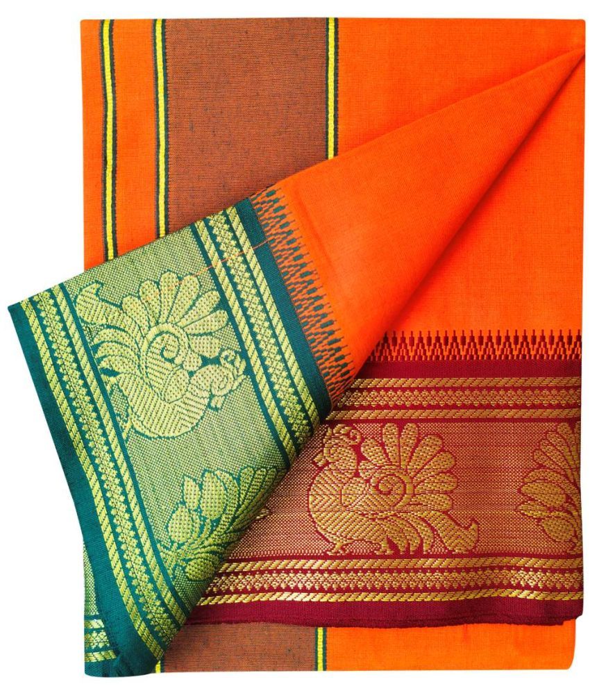     			Feather Green Cotton Men's Dhoti Orange ( Pack of 1 )