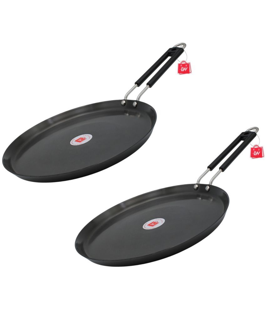     			LAZYWINDOW Non Coated Hard Anodised Dosa Tawa/Flat Tawa Induction Bottom Stainless Steel Handle 3 mm Thickness 27 cm Diameter