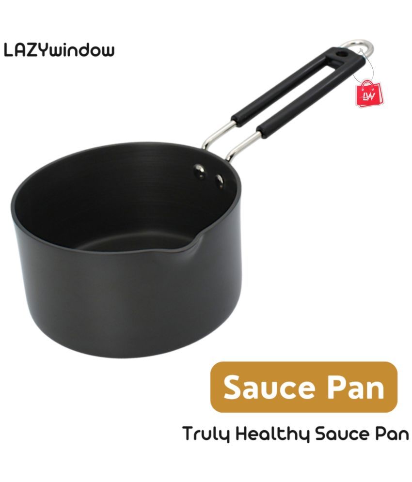     			LAZYWINDOW Non-Stick Hard Anodised Sauce Pan Induction Bottom without Lid 3 mm Thickness 15 cm Diameter 1 Ltr