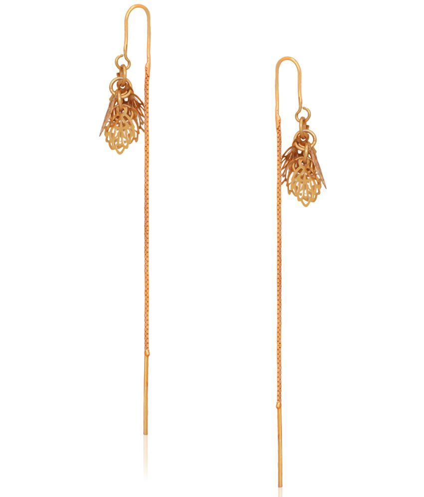     			LUV FASHION Golden Ear Chain Earrings ( Pack of 1 )