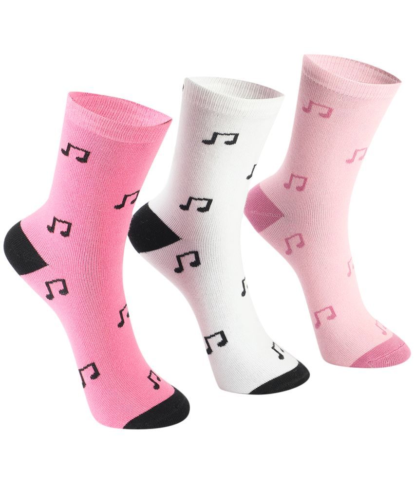     			PRIMESOX MOVE ON Pack of 3 Women's Cotton Full Length Socks ( Pink,White,Multicolor )