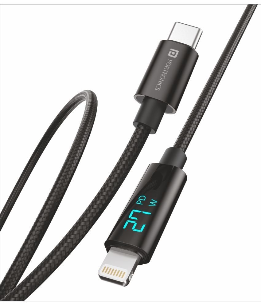     			Portronics Black 3A Lightning Cable 1.2 Meter