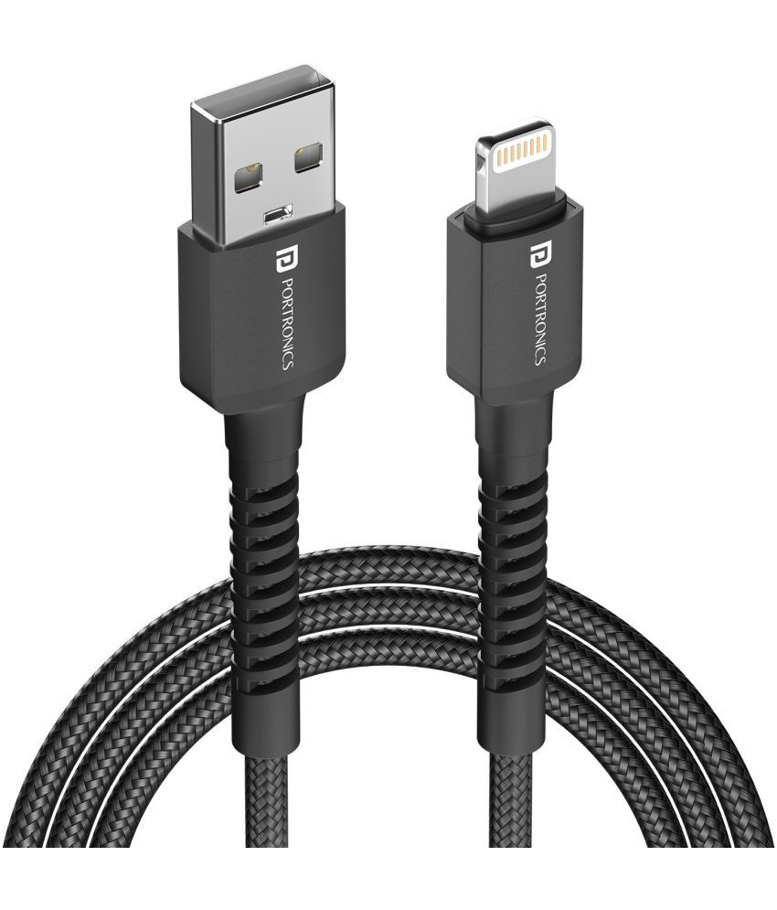     			Portronics Black 3A Lightning Cable 1 Meter