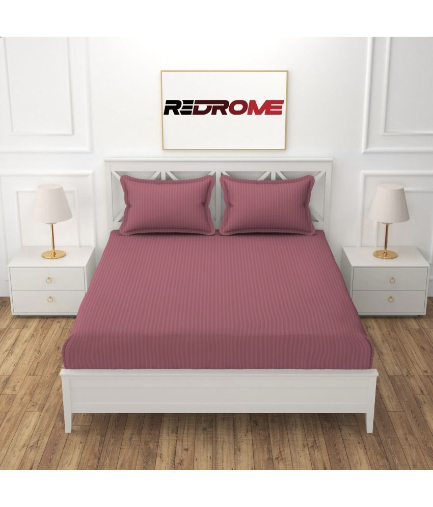     			REDROME Cotton 1 Double Queen Bedsheet with 2 Pillow Covers ( Pink )