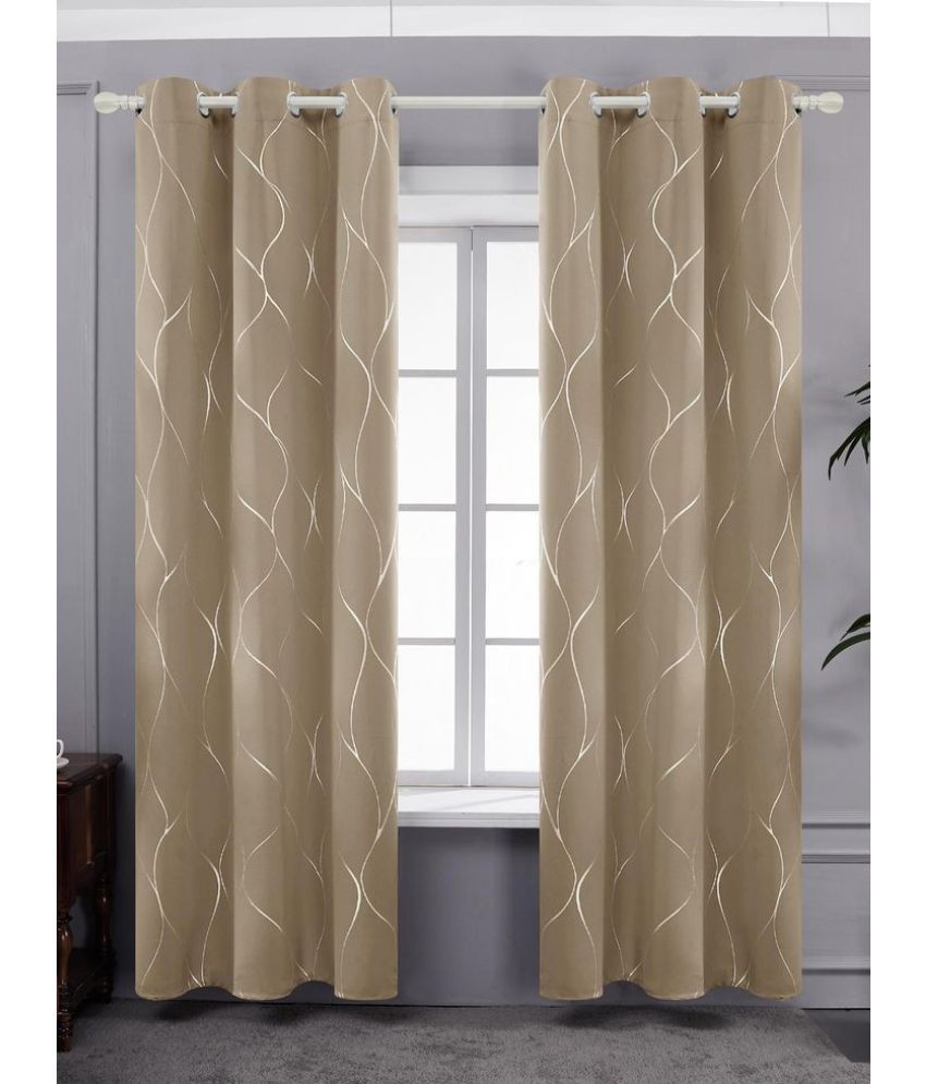     			S23 Graphic Room Darkening Eyelet Curtain 5 ft ( Pack of 1 ) - Brown