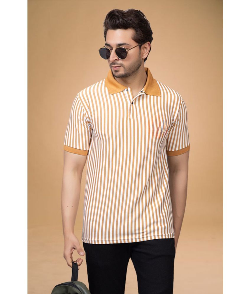     			SHREYNKA Pack of 1 Cotton Blend Regular Fit Striped Half Sleeves Men's Polo T Shirt ( Yellow )