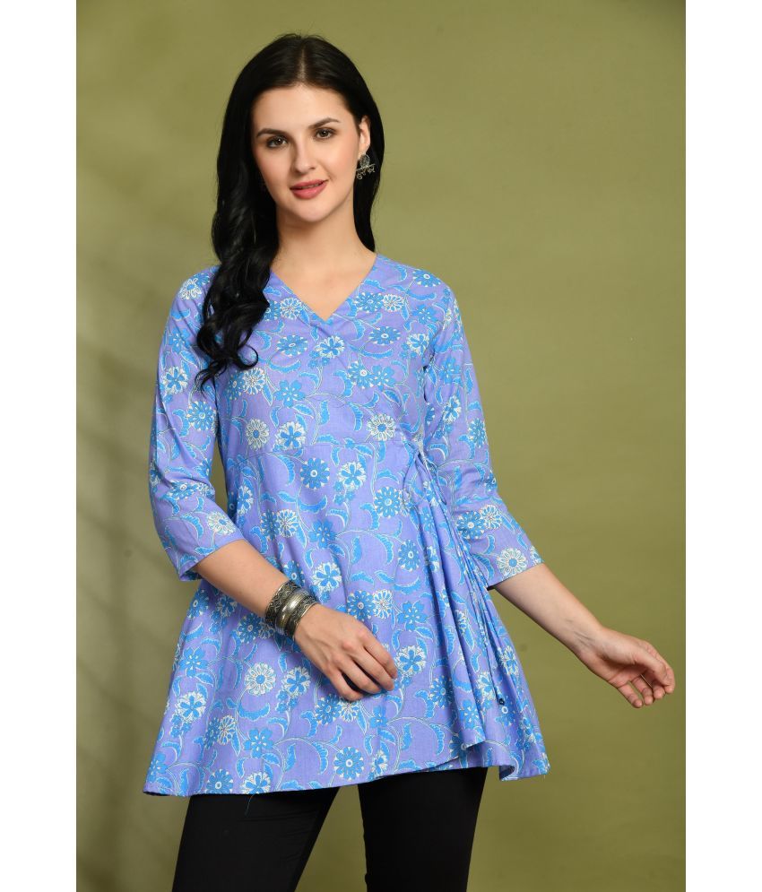     			feranoid Pack of 1 Cotton Blend Printed Flared Women's Kurti - ( Purple )