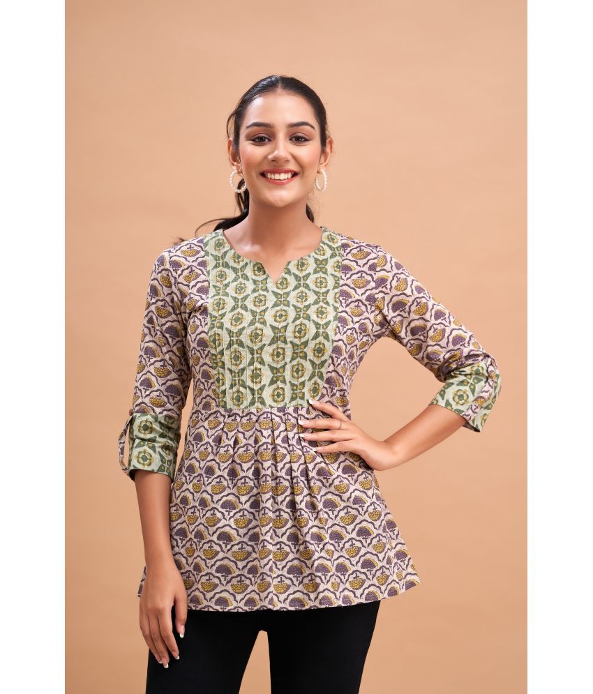     			feranoid Pack of 1 Cotton Blend Printed A-line Women's Kurti - ( Purple )