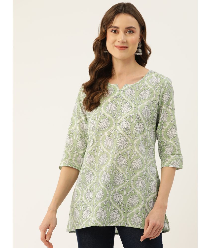     			feranoid Pack of 1 Cotton Printed Straight Women's Kurti - ( Green )