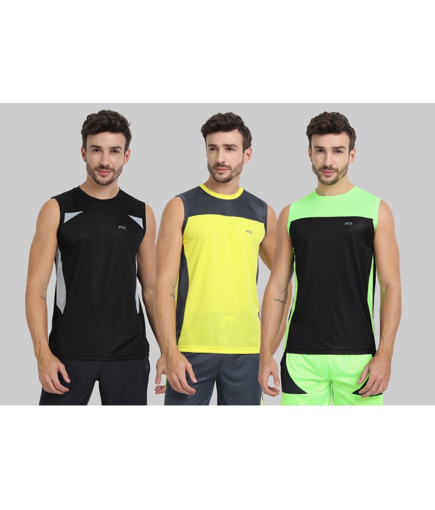     			FTX Pack of 3 Polyester Basic Vest For Men ( Yellow )