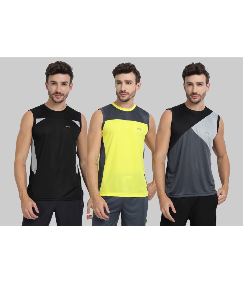     			FTX Pack of 3 Polyester Basic Vest For Men ( Grey )