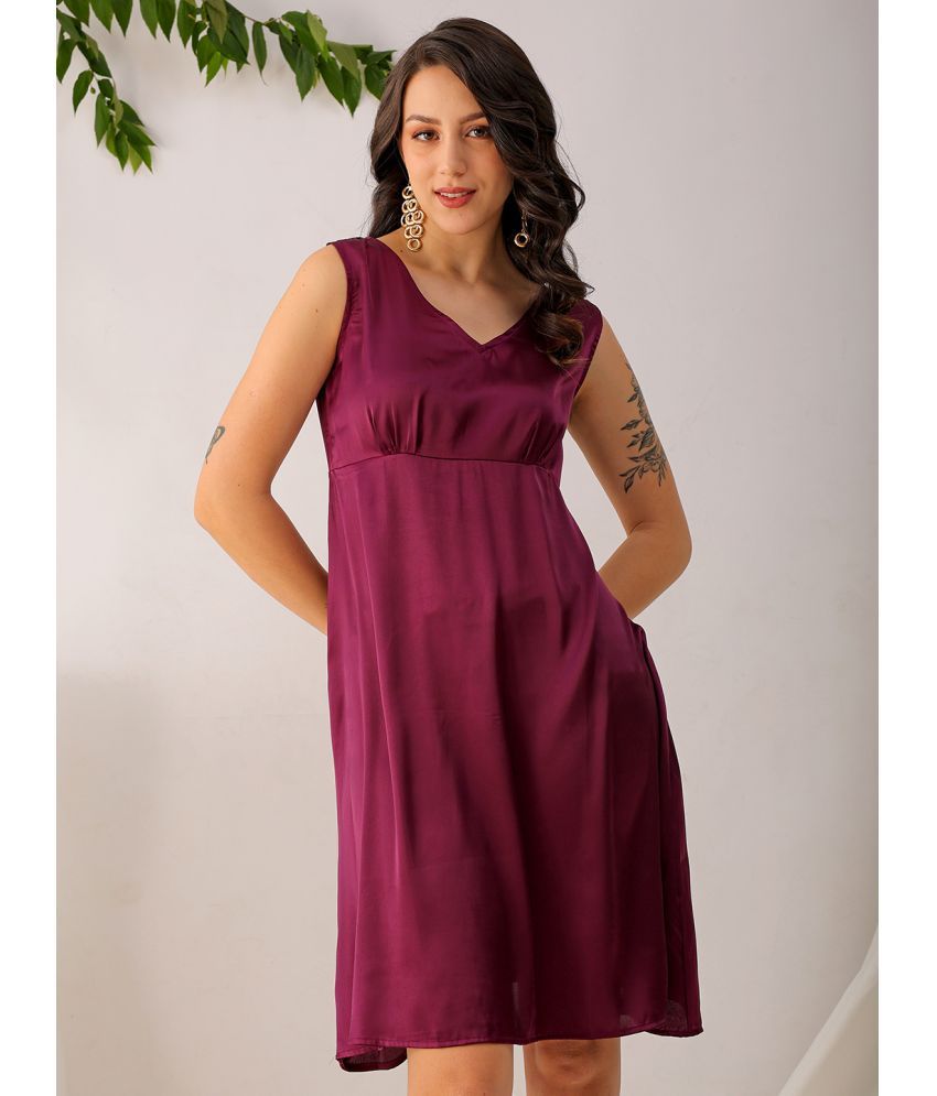     			Freehand Polyester Solid Mini Women's Maxi - Purple ( Pack of 1 )