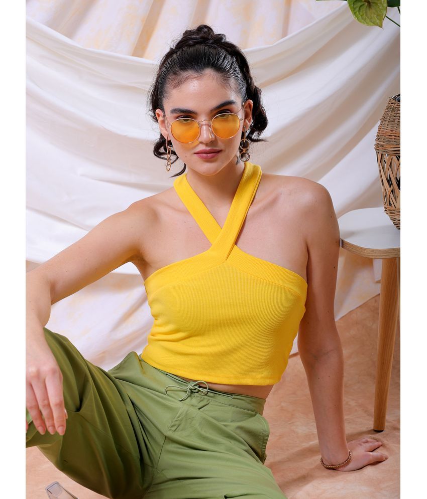     			Freehand Yellow Polyester Women's Crop Top ( Pack of 1 )