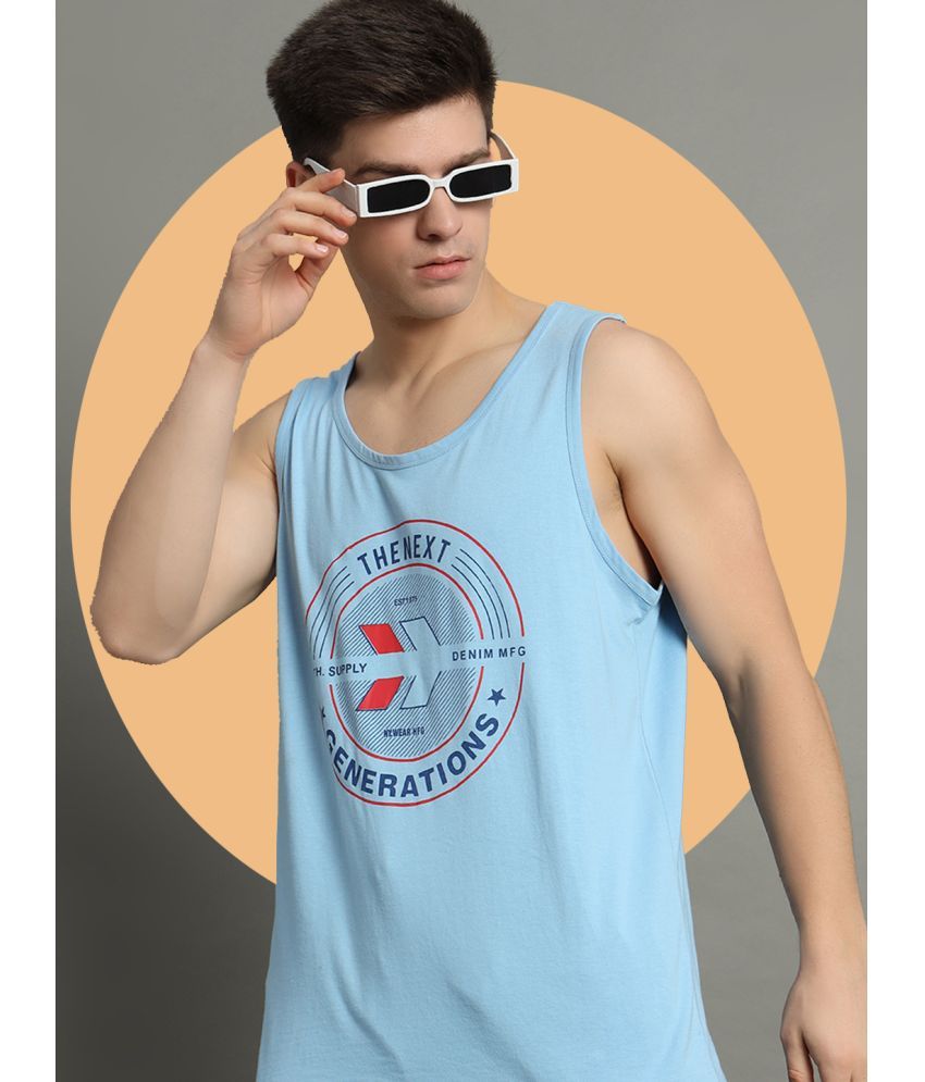     			GET GOLF Cotton Blend Regular Fit Printed Sleeveless Men's Round T-Shirt - Sky Blue ( Pack of 1 )