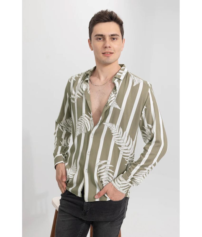     			INDICUL Poly Cotton Regular Fit Printed Full Sleeves Men's Casual Shirt - Green ( Pack of 1 )