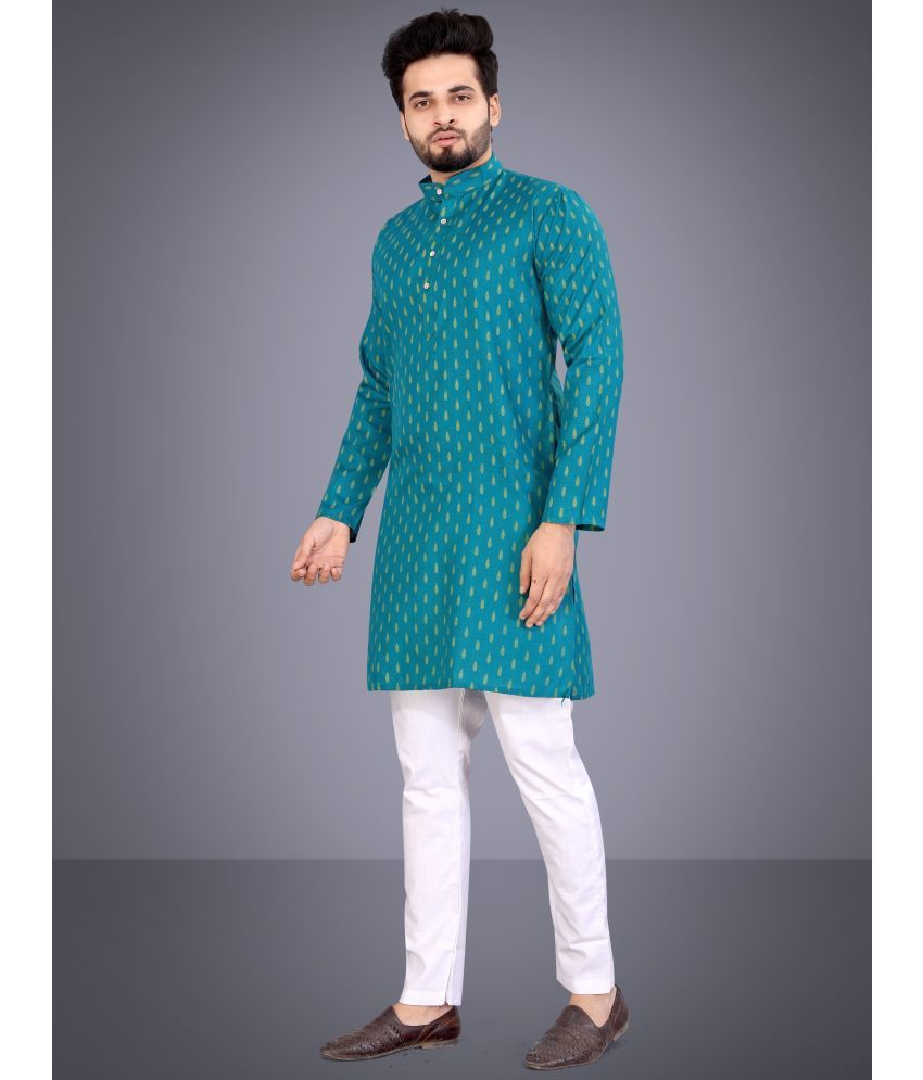     			Nofilter Blue Cotton Blend Regular Fit Men's Kurta Pyjama Set ( Pack of 1 )