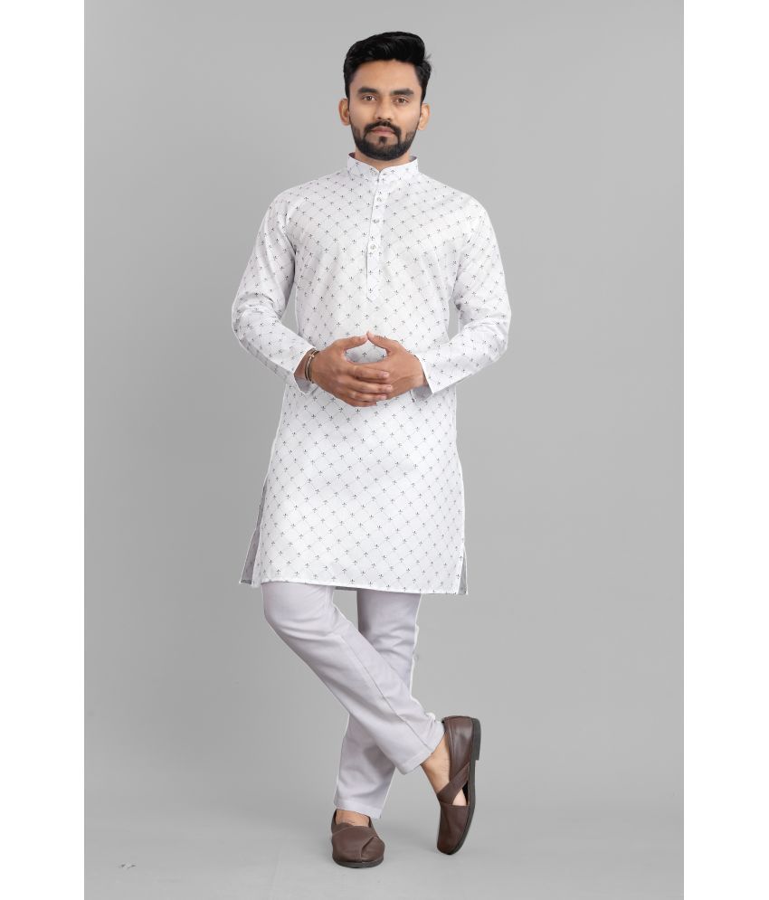     			Nofilter White Cotton Blend Regular Fit Men's Kurta Pyjama Set ( Pack of 1 )