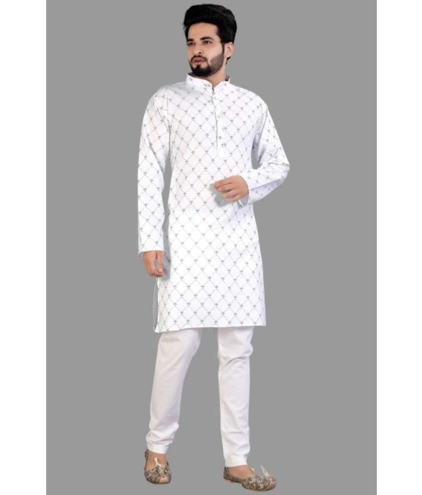     			Nofilter White Cotton Blend Regular Fit Men's Kurta Pyjama Set ( Pack of 1 )