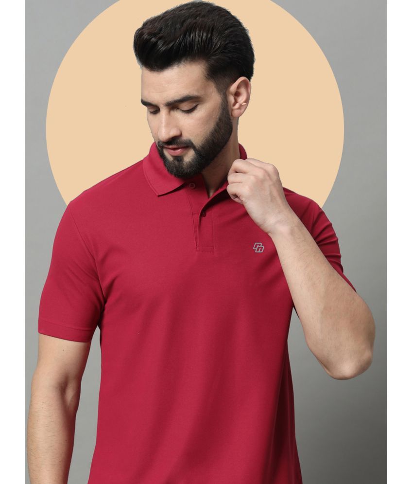     			Nuovo Pack of 1 Cotton Blend Regular Fit Solid Half Sleeves Men's Polo T Shirt ( Maroon )