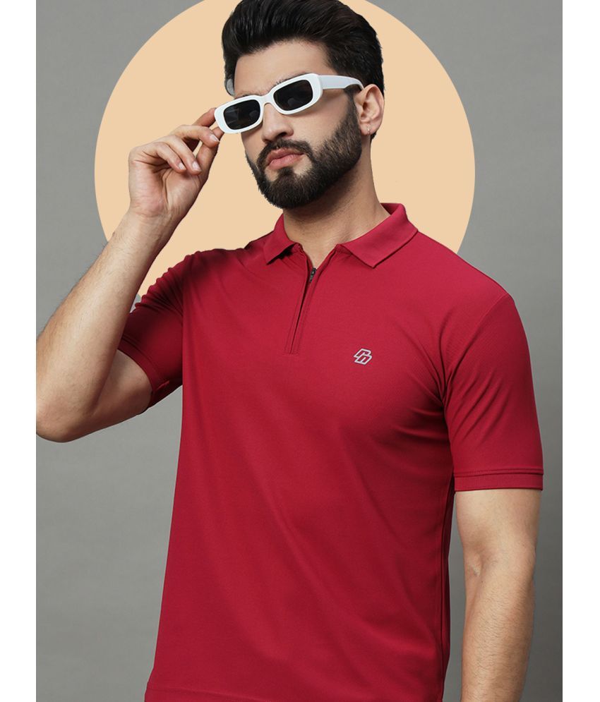     			Nuovo Pack of 1 Cotton Blend Regular Fit Solid Half Sleeves Men's Polo T Shirt ( Maroon )