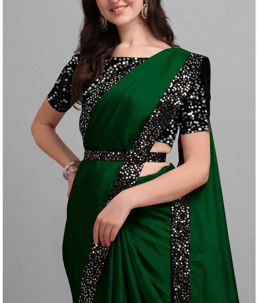     			Parmila Fashion Pack of 1 Chiffon Embellished Saree With Blouse Piece ( Green )