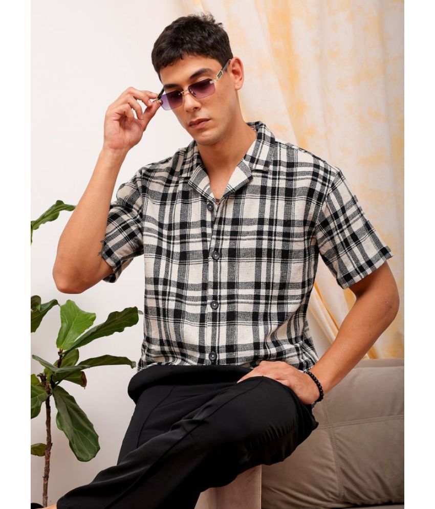     			The Indian Garage Co. 100% Cotton Relaxed Fit Checks Half Sleeves Men's Casual Shirt - Black ( Pack of 1 )