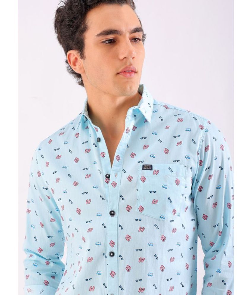     			The Indian Garage Co. 100% Cotton Regular Fit Printed Full Sleeves Men's Casual Shirt - Blue ( Pack of 1 )