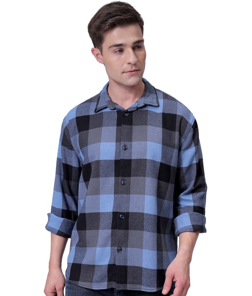     			The Indian Garage Co. 100% Cotton Relaxed Fit Checks Full Sleeves Men's Casual Shirt - Blue ( Pack of 1 )