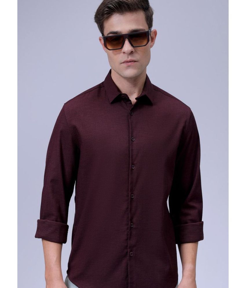     			The Indian Garage Co. Poly Cotton Slim Fit Solids Full Sleeves Men's Casual Shirt - Burgundy ( Pack of 1 )