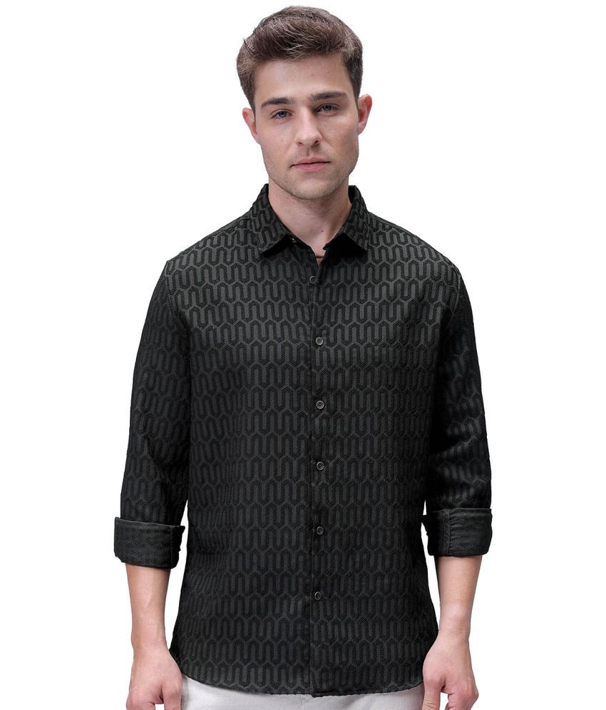     			The Indian Garage Co. Polyester Relaxed Fit Striped Full Sleeves Men's Casual Shirt - Black ( Pack of 1 )