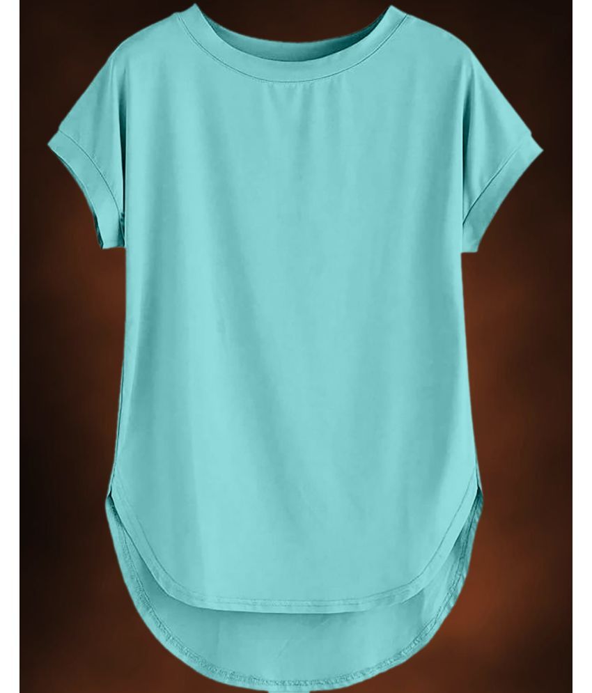     			AOOSH Aqua Blue Cotton Blend Women's Regular Top ( Pack of 1 )