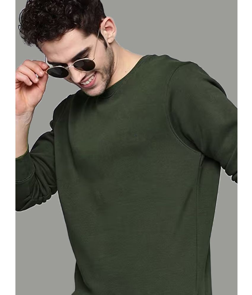     			DENNIN Fleece Round Neck Men's Sweatshirt - Olive ( Pack of 1 )