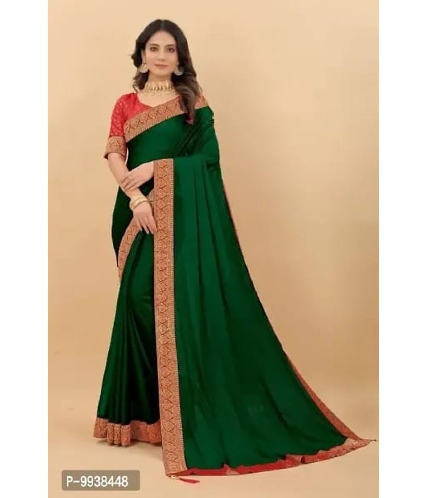     			Gullak Pack of 1 Art Silk Dyed Saree With Blouse Piece ( Green )