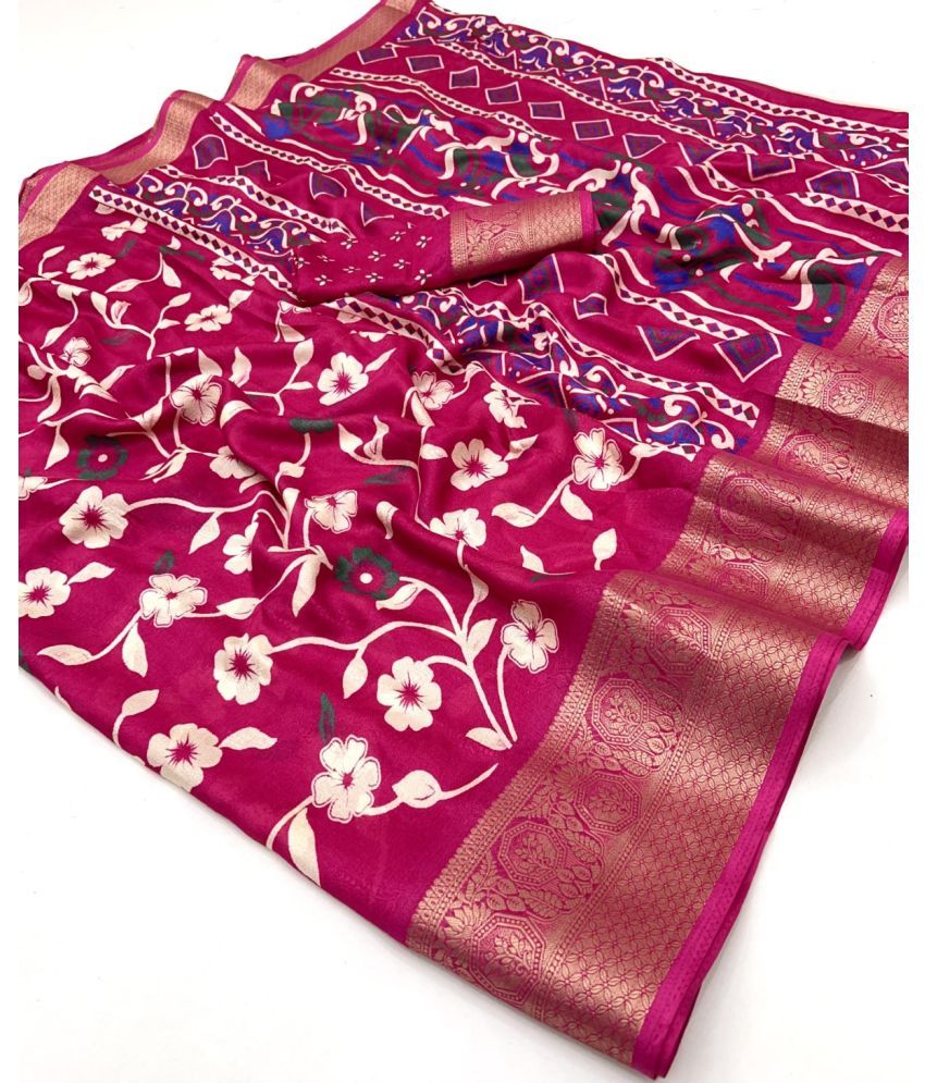     			KOMAL NX Pack of 1 Georgette Printed Saree With Blouse Piece ( Pink )