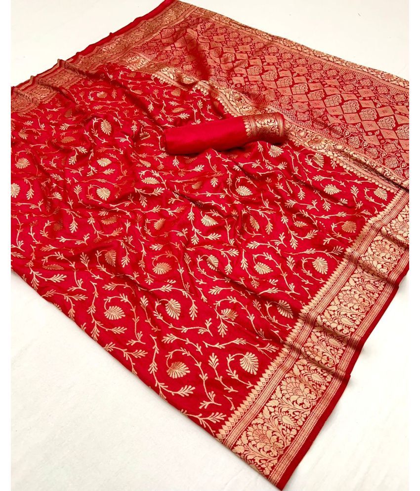     			KOMAL NX Pack of 1 Art Silk Woven Saree With Blouse Piece ( Red )