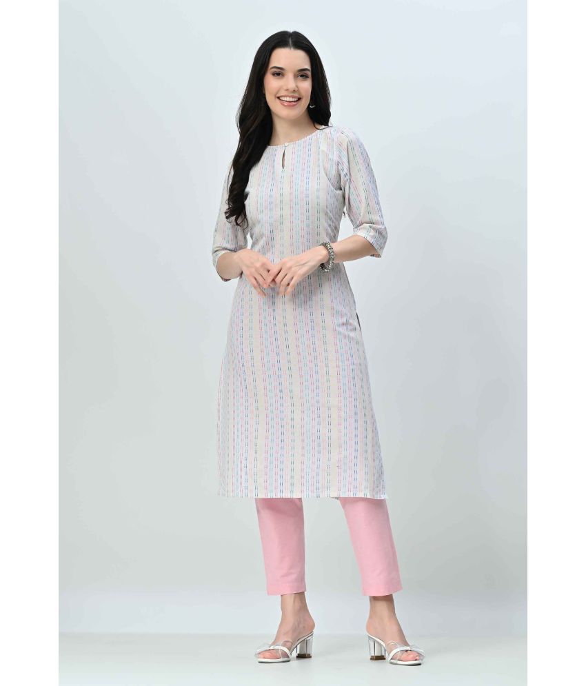     			OTIRA Cotton Blend Striped Kurti With Pants Women's Stitched Salwar Suit - Multicolor ( Pack of 1 )